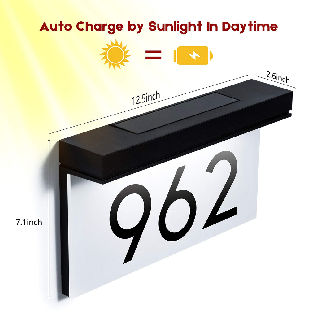 Solar House Number for Outside, Address Sign Waterproof