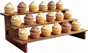 3 Tier Cupcake Stand Wood - 30s Quick Assembly, Easy Carry&Store