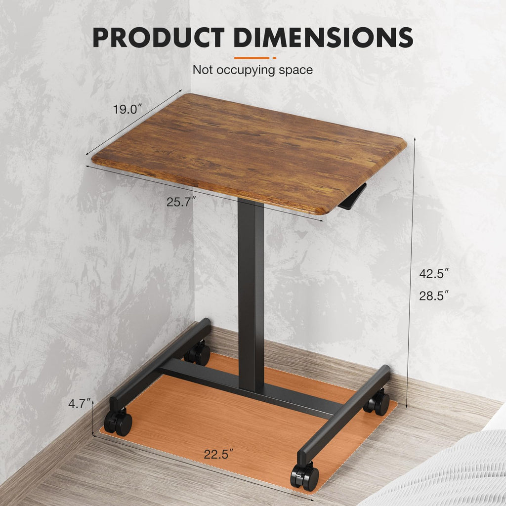 Small Standing Desk Rolling Table Adjustable Height, Laptop Mobile Stand with Wheels, Portable Computer Workstation