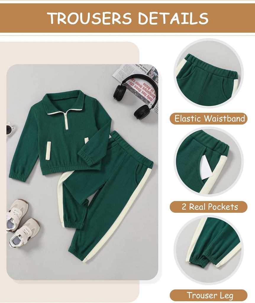 Toddler Boy Clothes Long Sleeve Fleece Sweatshirt Pants Set 2Pcs