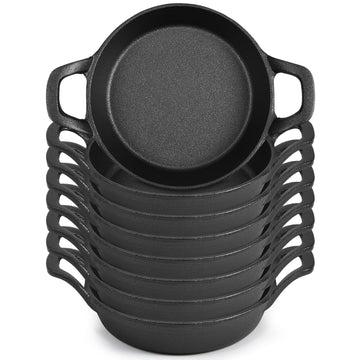 8 Pack Mini Cast Iron Skillets 6.3 x 6.3 x 1.5 Inch Pan Ramekin Set