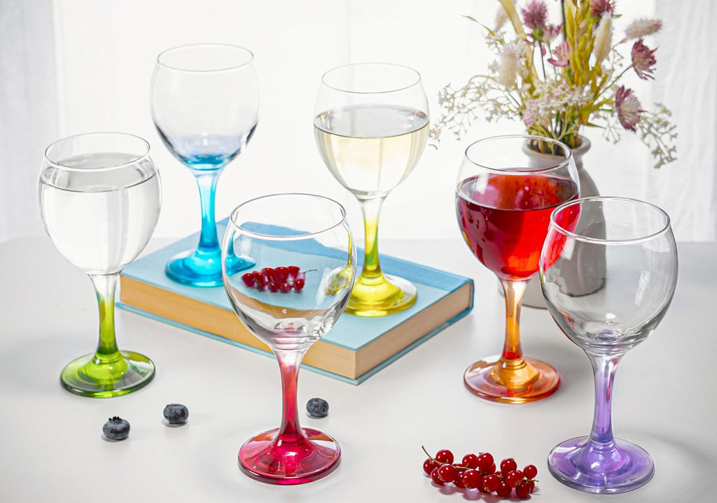 Orion Multi Colored Party Stemmed Wine Glasses, 12 oz, Set of 6
