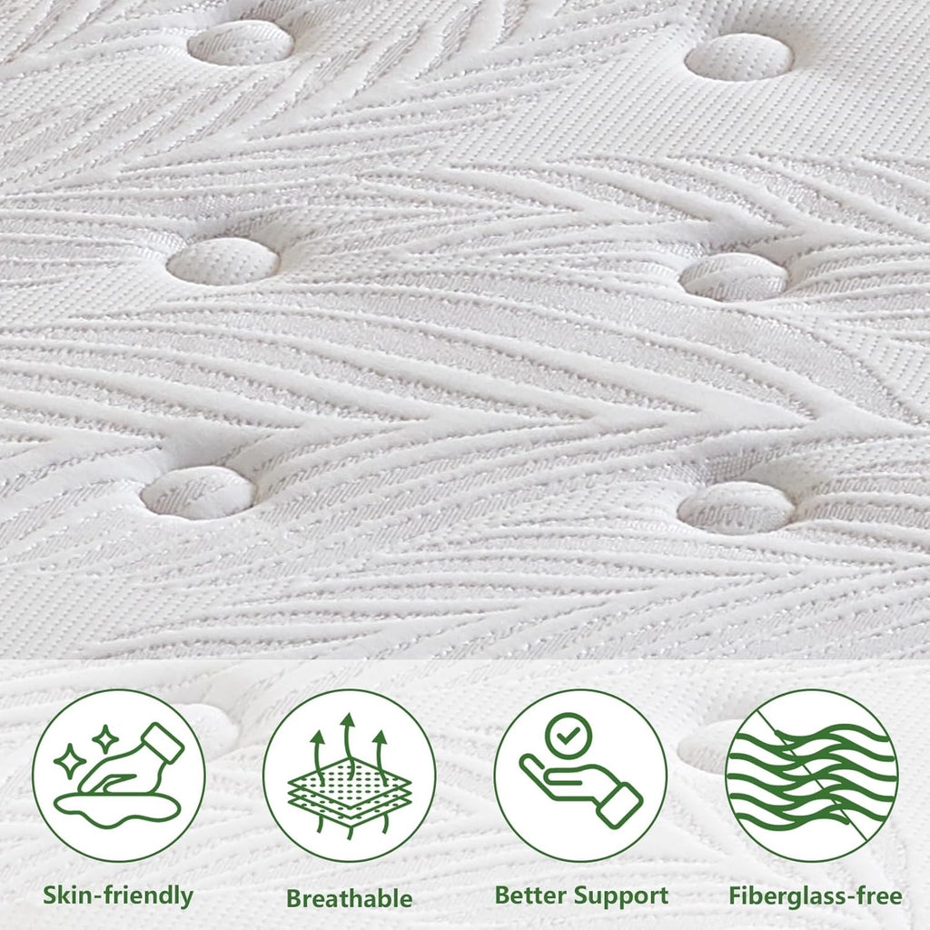 Full Size Mattress 14 Inch, Hybrid Full Mattress in a Box, Pocket Springs & Memory Foam for Motion Isolation, Medium
