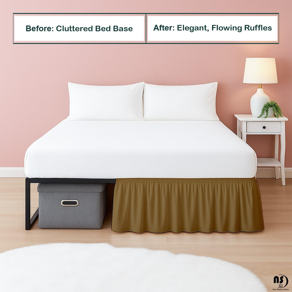 Premium Microfiber King Ruffled Bed Skirt, 15" Drop with Split Corners, Soft Wrinkle Free Bedskirt with Platform