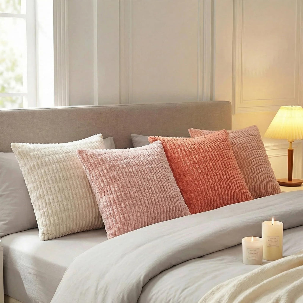 4 Packs Decorative Throw Pillow Covers Couch Bed, Modern Farmhouse Boho Home Décor Accent Cushion Case, 16" x 16"