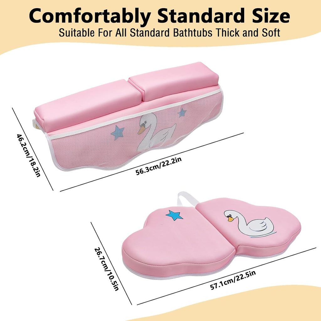 Bath Kneeler and Elbow Rest Pad Set, Bathtub Kneeling Pad with Elbow Support and Storage Pockets, Baby Bath Support