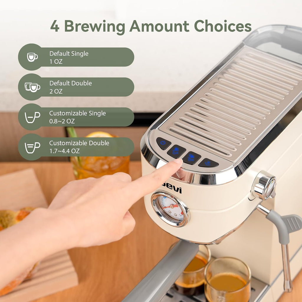 20 Bar Espresso Machine with Conical Burr Anti-Static Coffee Grinder | Removable Water Tank;Include Necessary