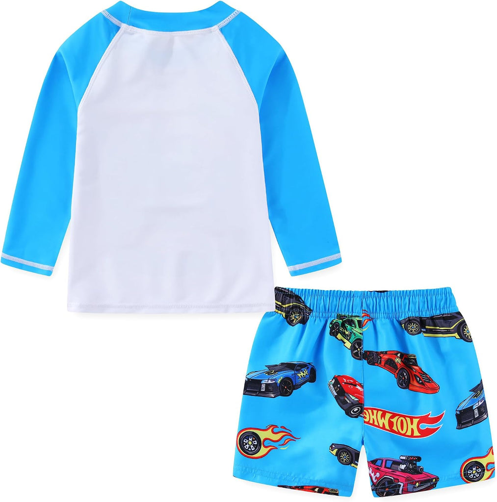 Baby Boys' and Toddler Two Piece Rash Guard Swimsuits Set with Swim Trunk Kids Bathing Suit Swimwear Set