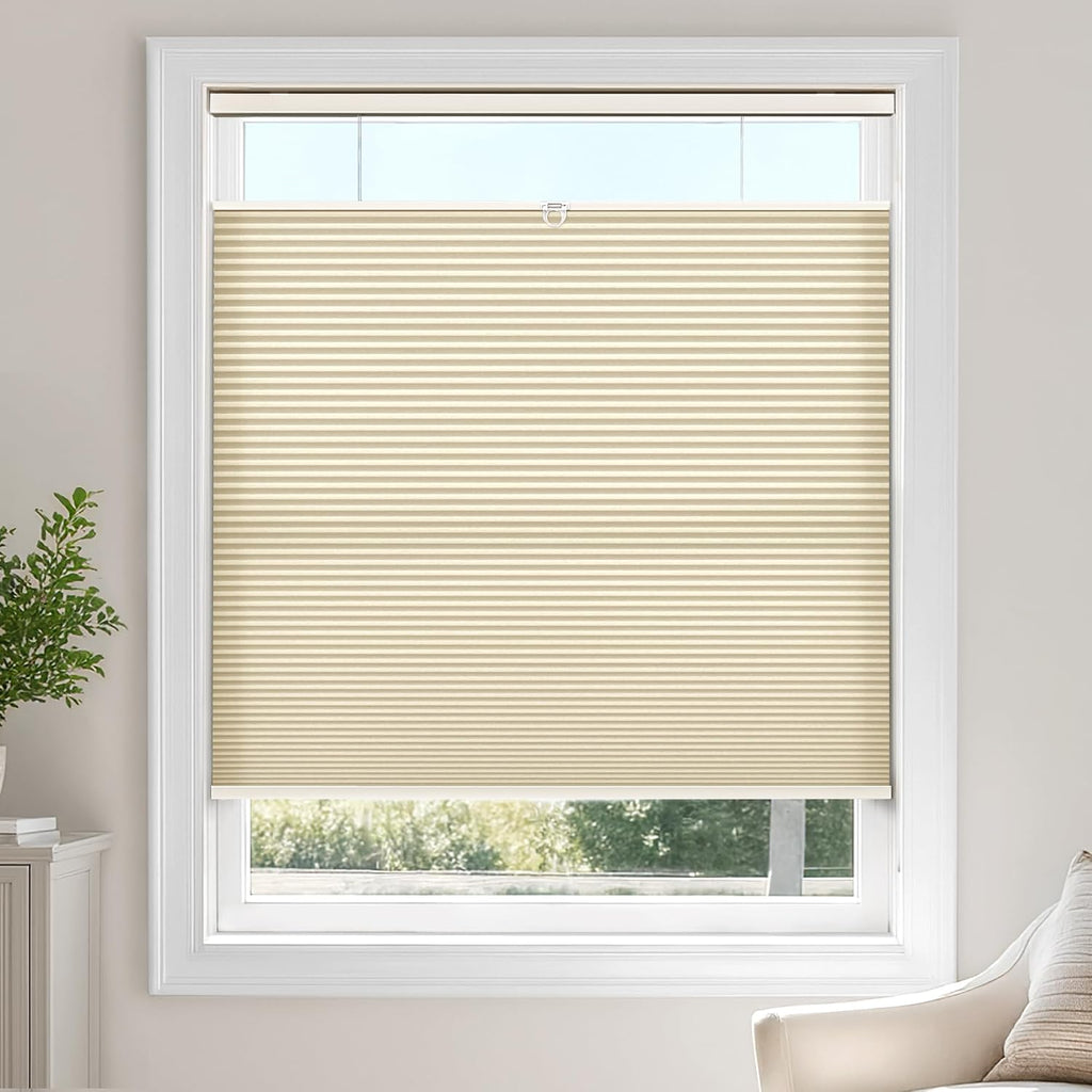 TDBU Cellular Shades, Blackout-White, | Thermal Insulation,  - Beige