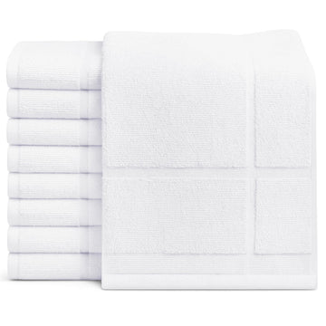 12 Pack White Bath Mat Towels 20x30 Inches (Not a Bathroom Rug)- Cotton Blend Washable Economy Hotel Bath Mats