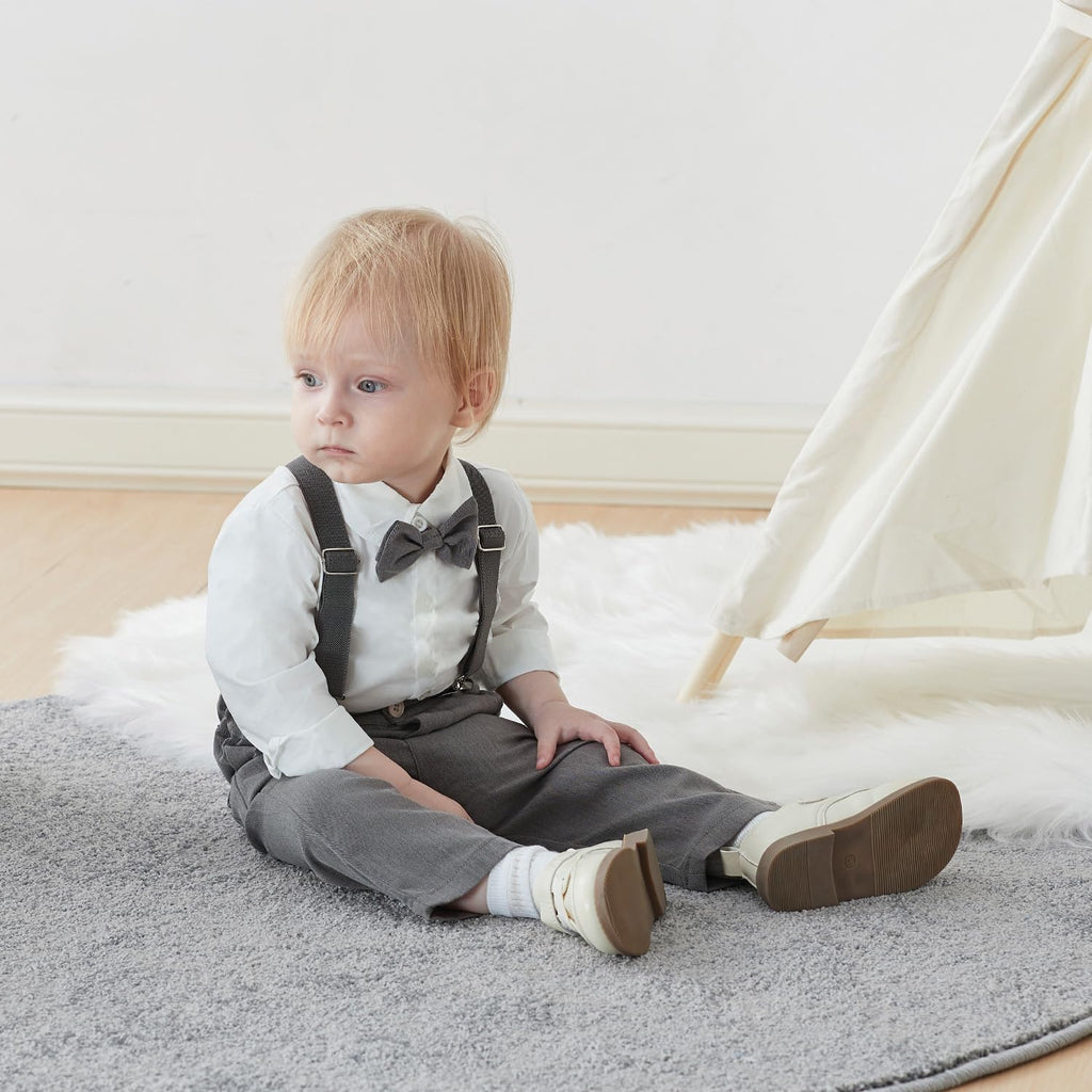 Toddler Boy Suit Baby Tuxedo Boys Formal Outfit Set Gray01