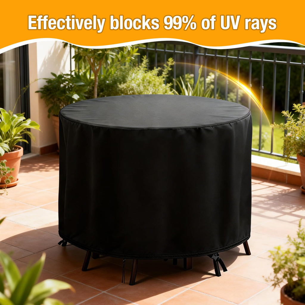 Round Patio Furniture Set Cover, Outdoor Round Table Cover 90"D x 43"H