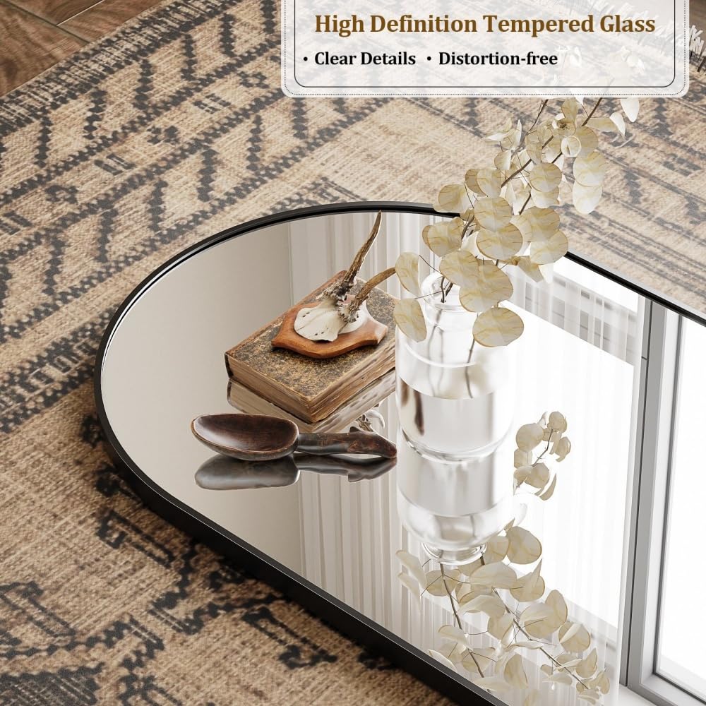 71" x 26" Arched Full Length Mirror, Black Frame Floor Standing Mirror, Full Body Dressing Mirror, Closet & Home