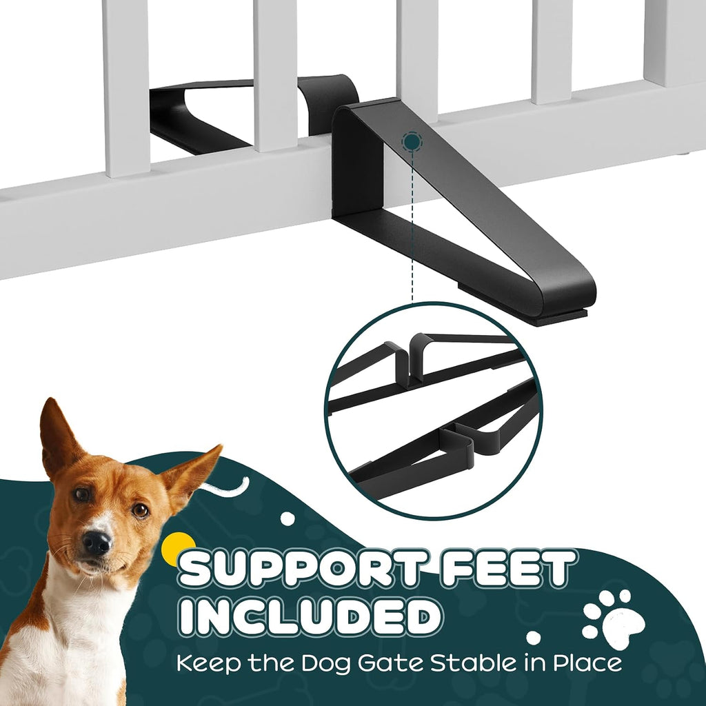Bamboo Dog Gates Indoor 2-Panel Freestanding Puppy Gates for The House with 2 Metal Stands 24" H Folding Wood Pet