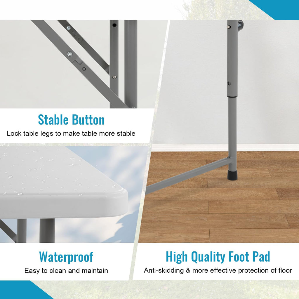 4FT Folding Table | White | Portable Plastic Table