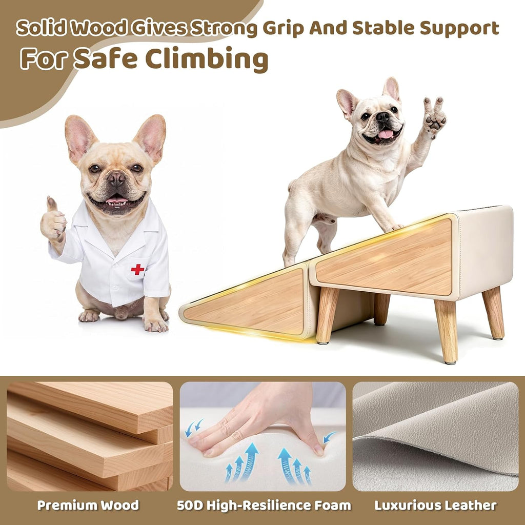 Dog Stairs for Small Dogs 16" H, Foldable 2-in-1 Ottoman Dog Ramp for Couch