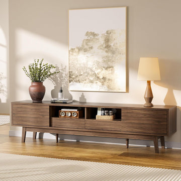 MU 70" TV Stand for TVs up to 75", Mid Century Modern TV Console, Walnut