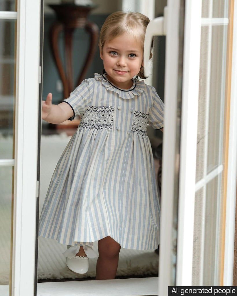 Baby Girls Long Sleeve Smocking Clothing Toddler Fall Floral Smocked Dress Vintage Dresses for Christmas Birthday