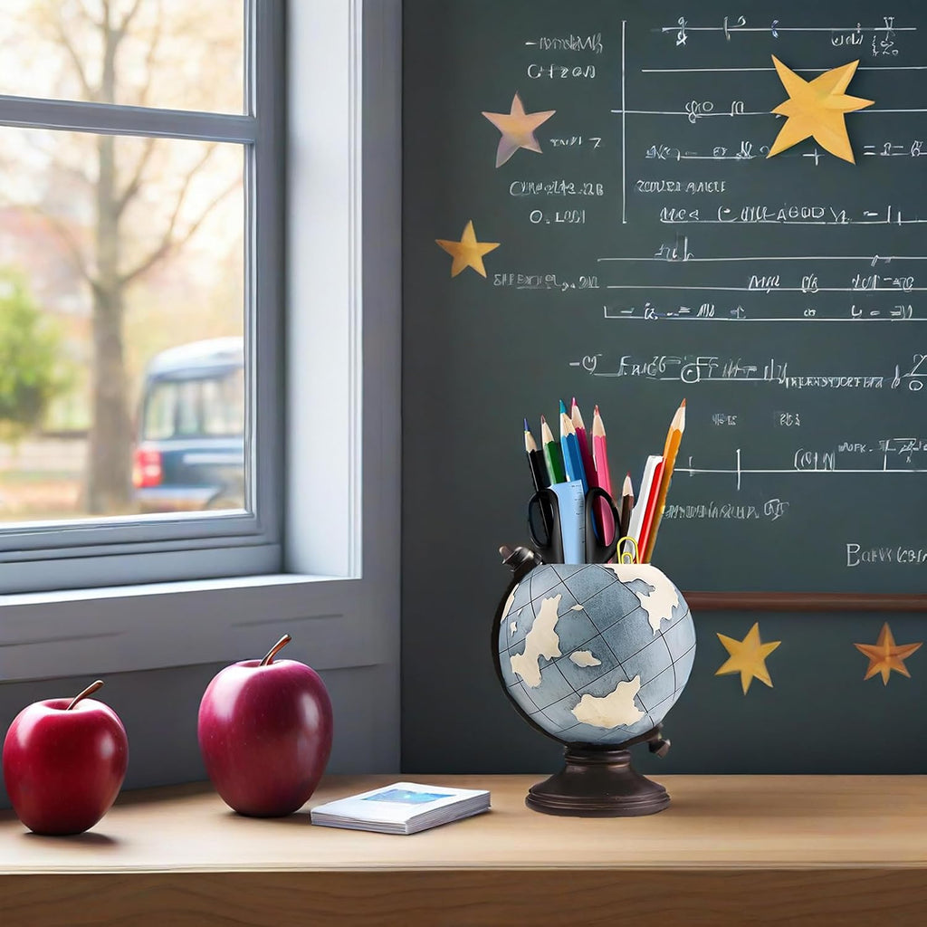 Globe Pen Pencil Holder for Desk Pen Organizer for Desk Desktop Organizer Pencil Cup Pot Desktop Accessories School