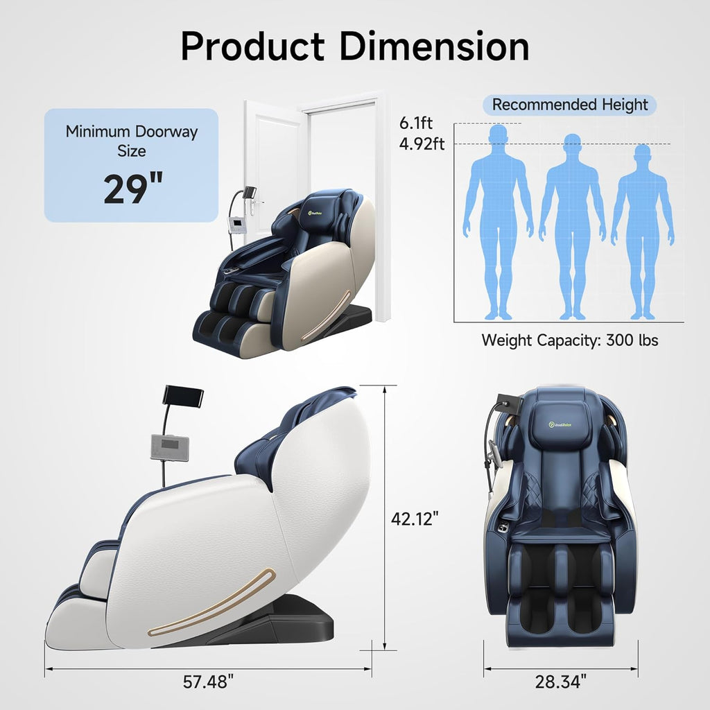 Massage Chair Full Body with Unique Phone Controller,Heart and Blood Measurement, Zero Gravity 3D SL-Track Recliner
