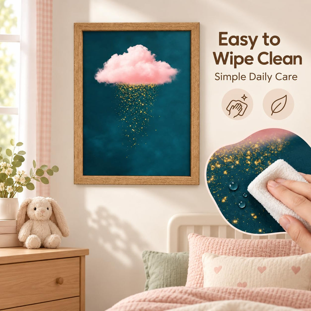 Framed Golden Rain Pink Cloud Canvas Wall Art 16 X 24 Inch