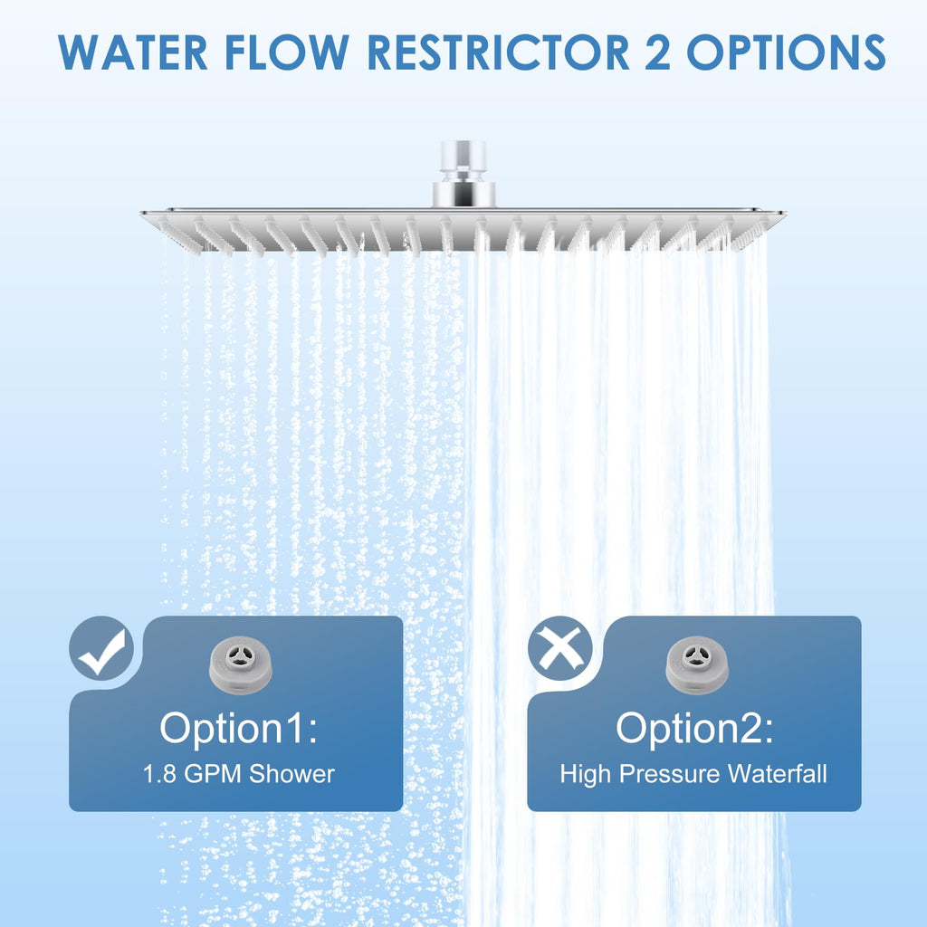 16 inch Large Rain Shower Head Ceiling Mounted - All Metal 304 Stainless Steel, Full Body Rainfall Shower with 324