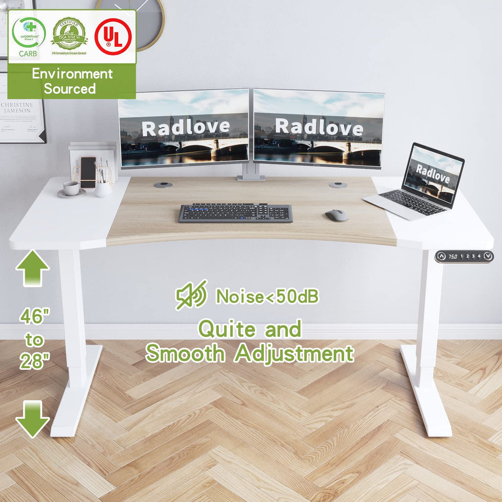 Dual Motor Height Adjustable Standing Desk, 63 x 30 Height Adjustable Computer Desk Sit Stand Desk Home Office Desks