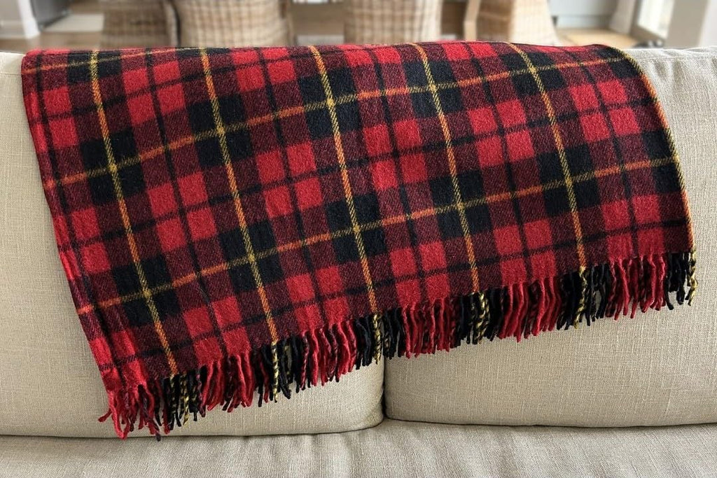 Tartan Fall Plaid Wool Blanket - Scottish Winter Throw (Wallace)