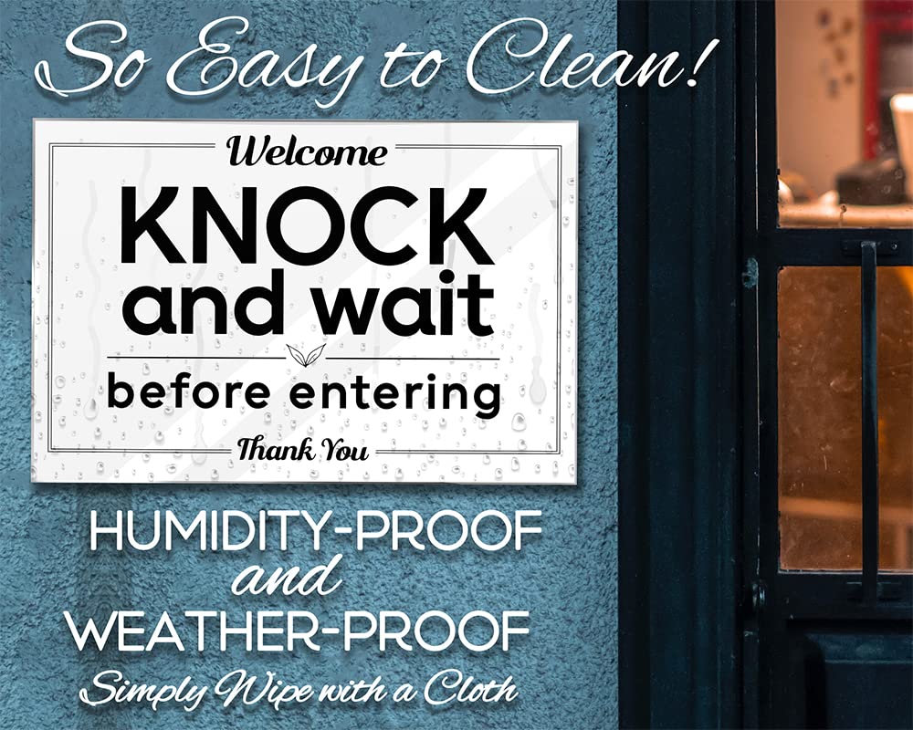 Essentials for Hosts - "Welcome, Please Knock and Wait Before Entering - Thank You!" - 4"x6" Acrylic Sign with