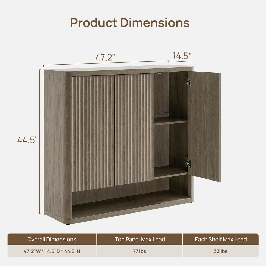 Shoe Cabinet 94.4" Wide Freestanding Fluted Shoe Storage Cabinet with 6 Doors & 8 Adjustable Shelves Large Modern