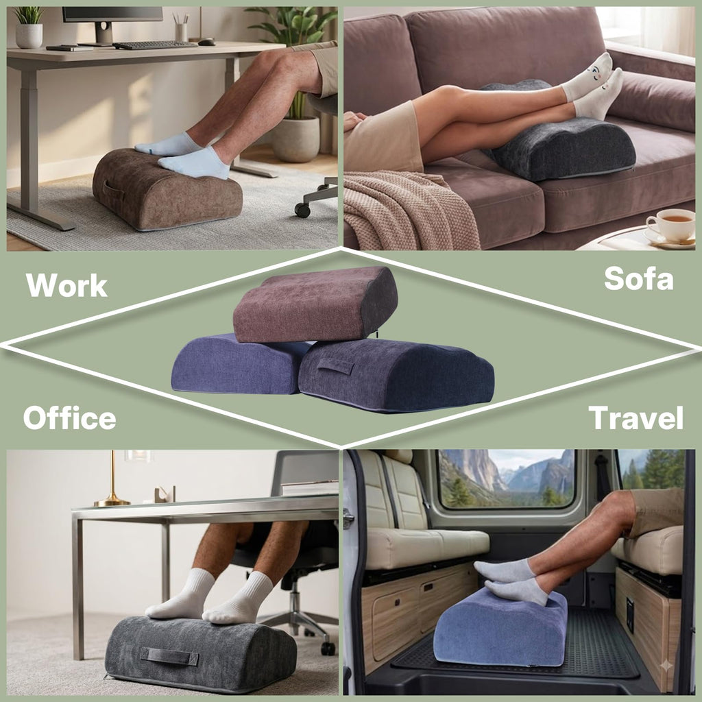 Rocking Foot Stool Under Desk, Adjustable Height Footrest, Taupe