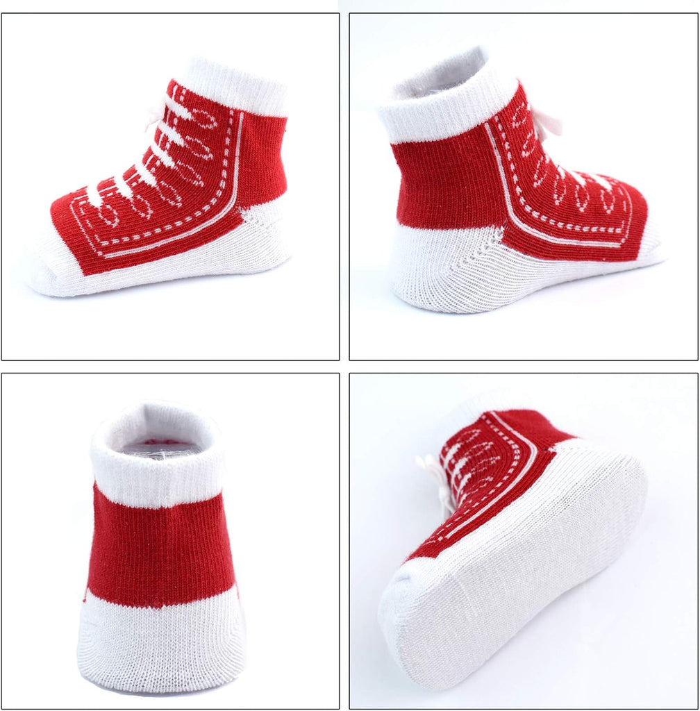 6 Pairs Baby Cotton Sneaker Newborn Ankle Sock Toddler Crew Walkers Bootie Infant Slippers Socks
