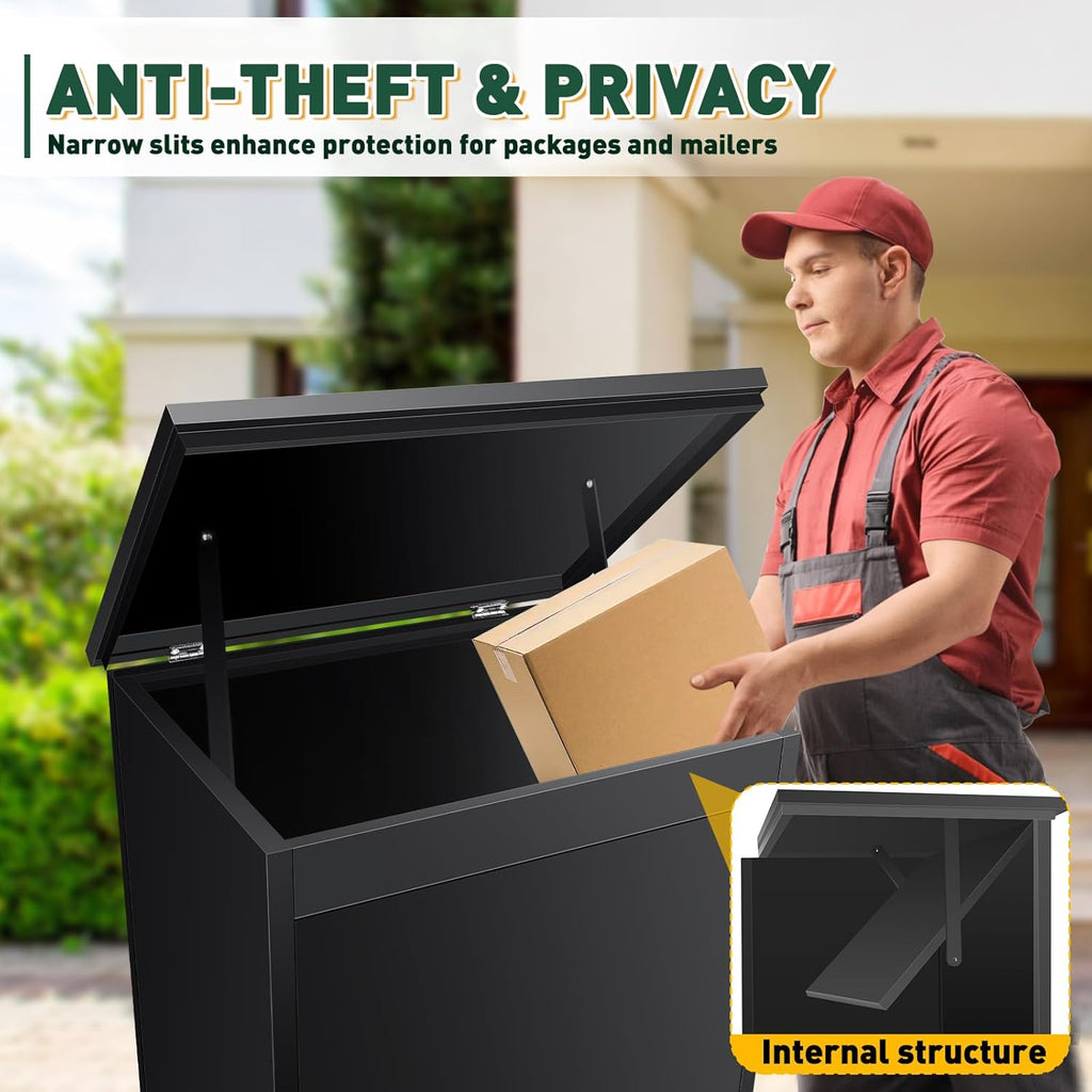 Package Delivery Boxes Drop Boxes with Secure Storage - Black