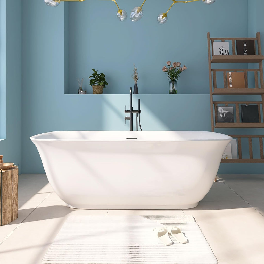 67" Acrylic Free Standing Tub, Stand Alone Tub, Freestanding Bathtub, Soaking Bathtub, cUPC Certified, PE(Glossy White)