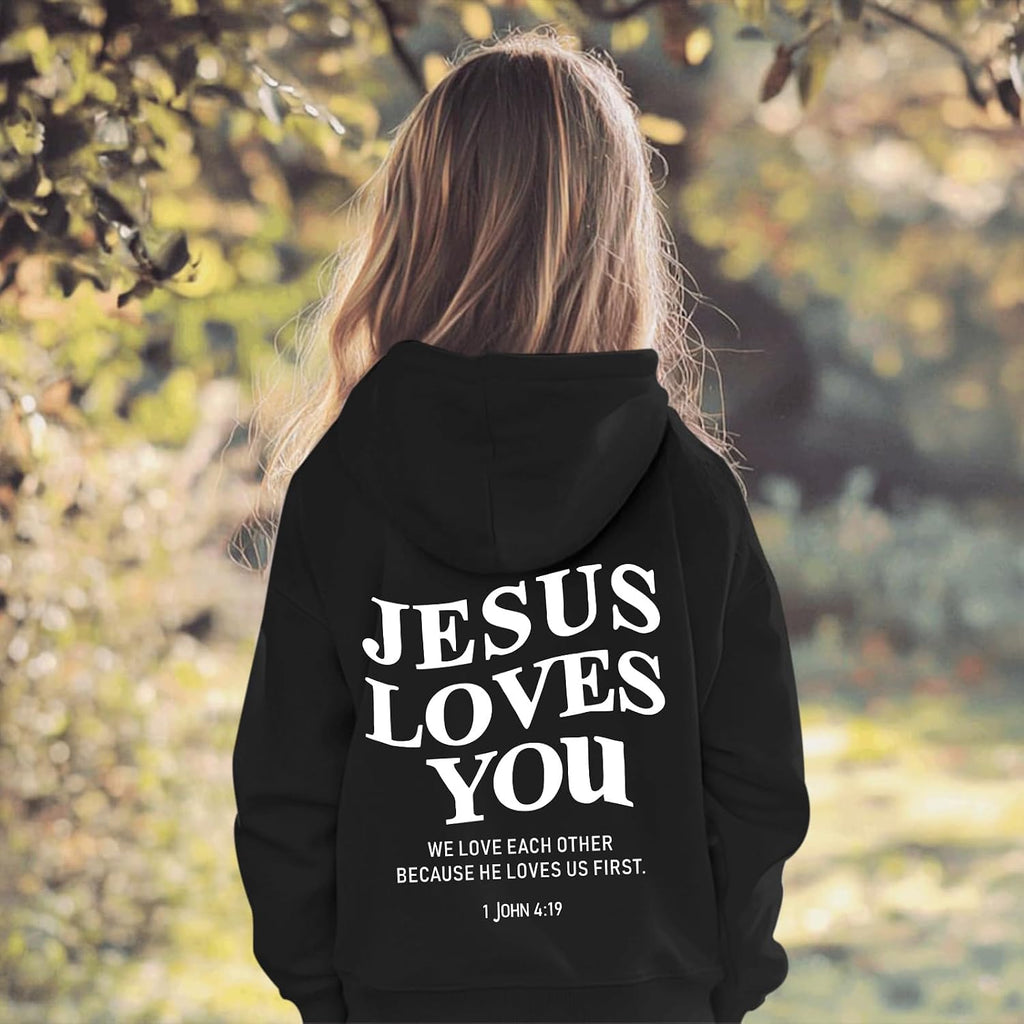 Jesus Loves You Jesus Is King Christian Hoodie for Girls God Bible Verse Religious Faith Sweatshirt Cute Graphic Top