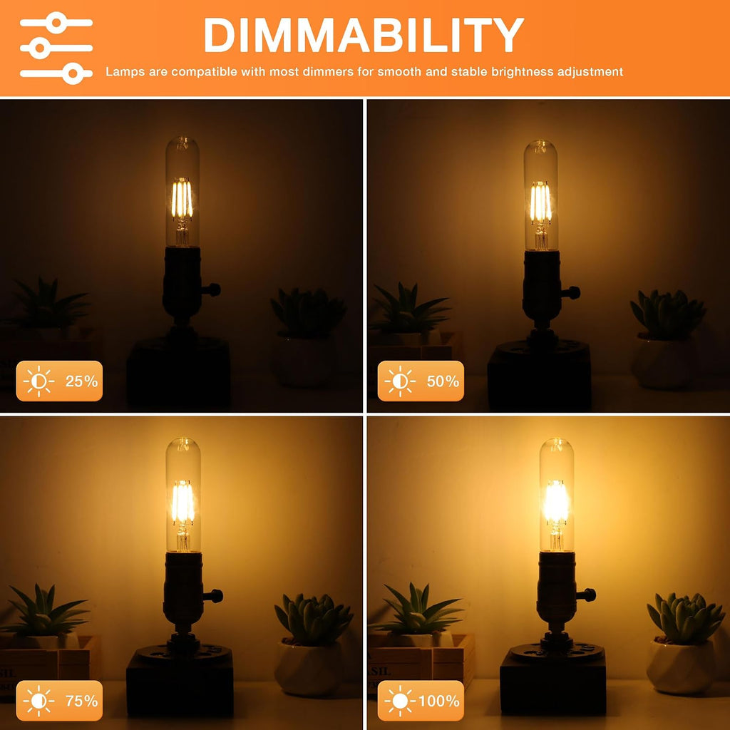 E26 T10 LED Bulb 4 Watt Equivalent 40W Warm White 2700K 2 Pack