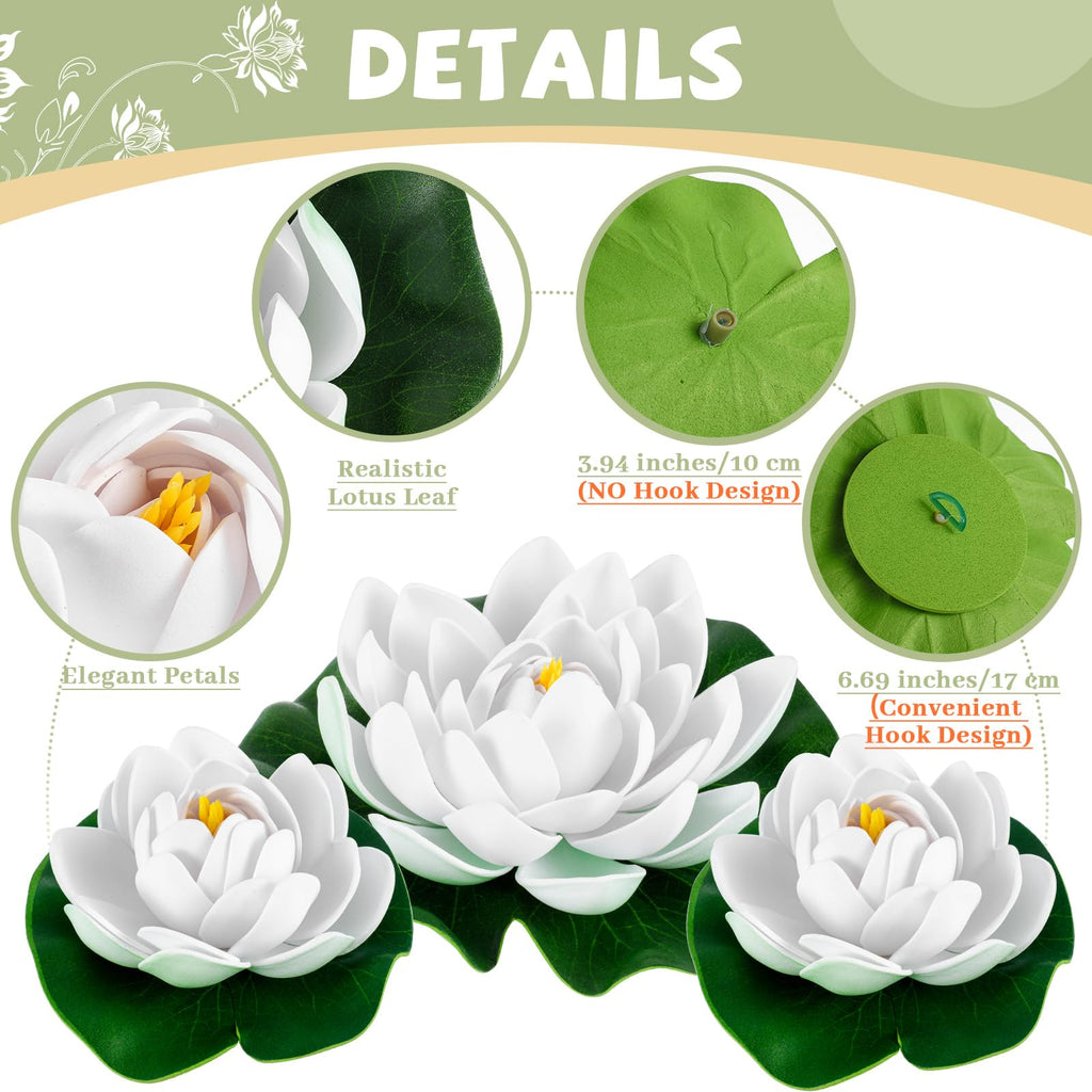 24 Pcs Artificial Foam Lotus Flower with Water Lily Pads Pool Decor