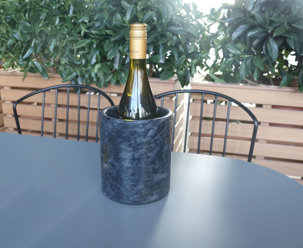 Black Marble Kitchen Utensil Holder, Weighted Utensils Organizer Crock for Countertop, Wine Chiller Bucket