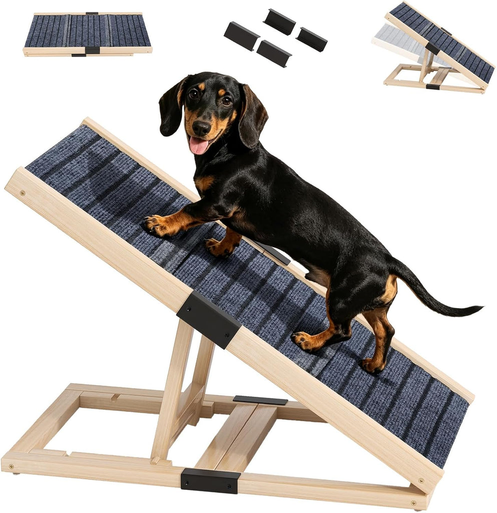 Wooden Dog Ramp for Couch, Foldable Pet Ramp for Small Dogs, 27.6" L