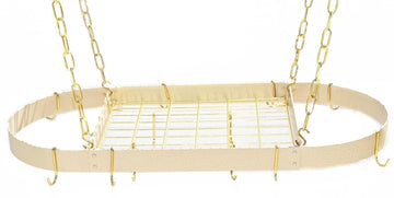 Desert Stone Oval Pot Rack with Brass Accessories 34-in.