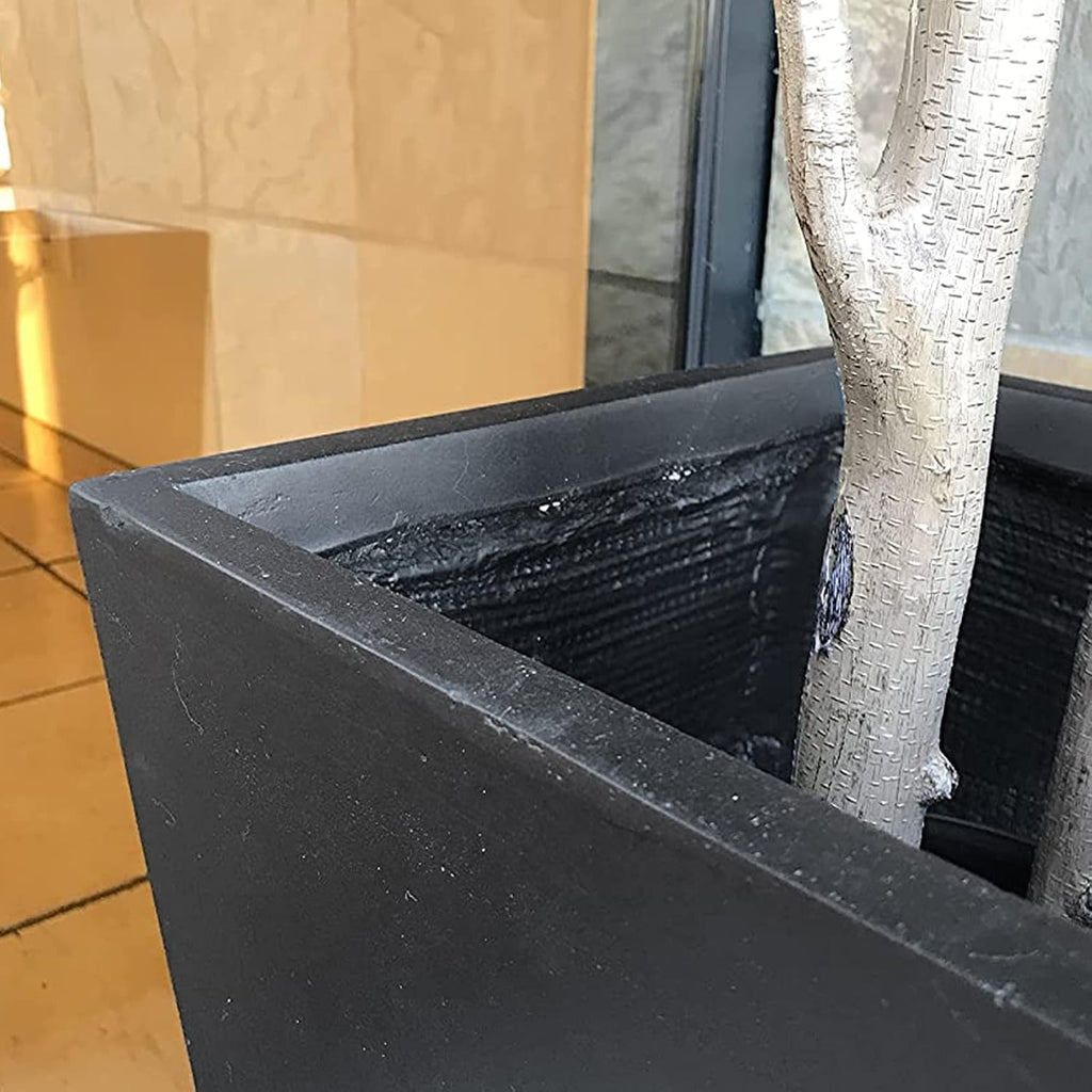 28 Inch Tall Tapered Concrete Planter, Modern Style Large Plant Pot with Drainage Hole and Rubber Plug , Backyard
