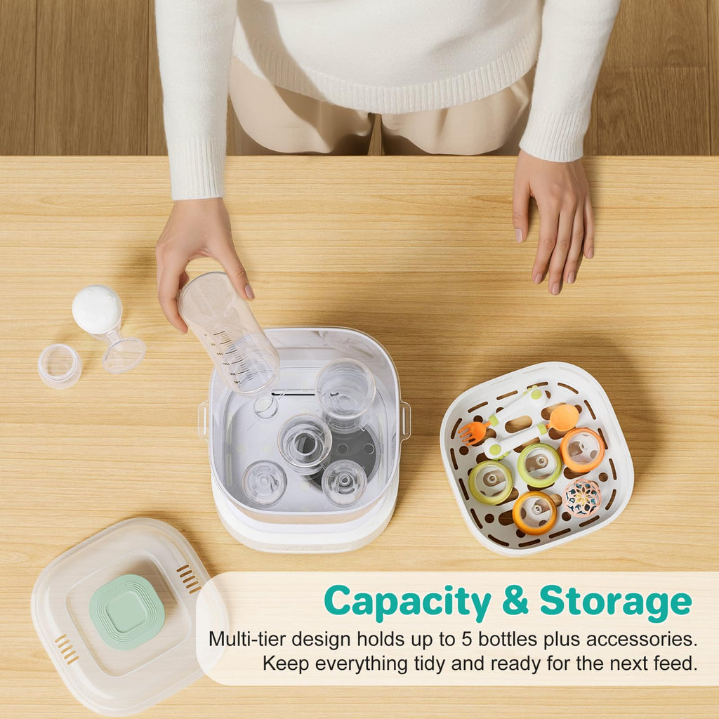Electric Steam Baby Bottle Sterilizer and Dryer Compact Countertop