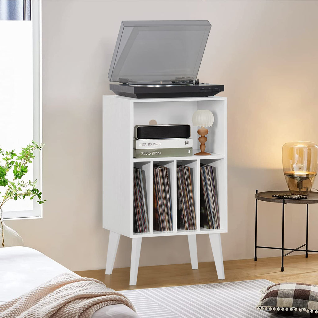 Record Player Stand, White Turntable Stand Holds up to 160 Albums