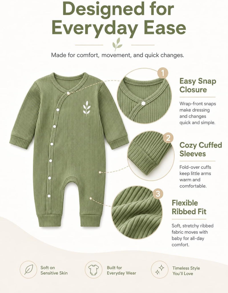 Baby Boy Piece Ribbed Romper Set