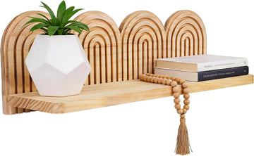 Wooden Arched Wall Floating Shelves,Boho Decor Wall Shelves,Mid Century Rainbow Display Shelf Bedroom Living Room