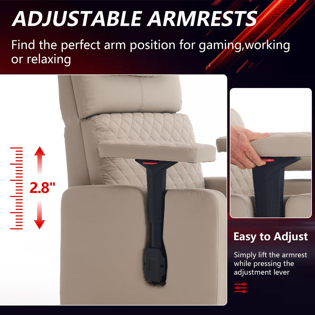 Reclining Gaming Chair, Adjustable Armrest & Footrest