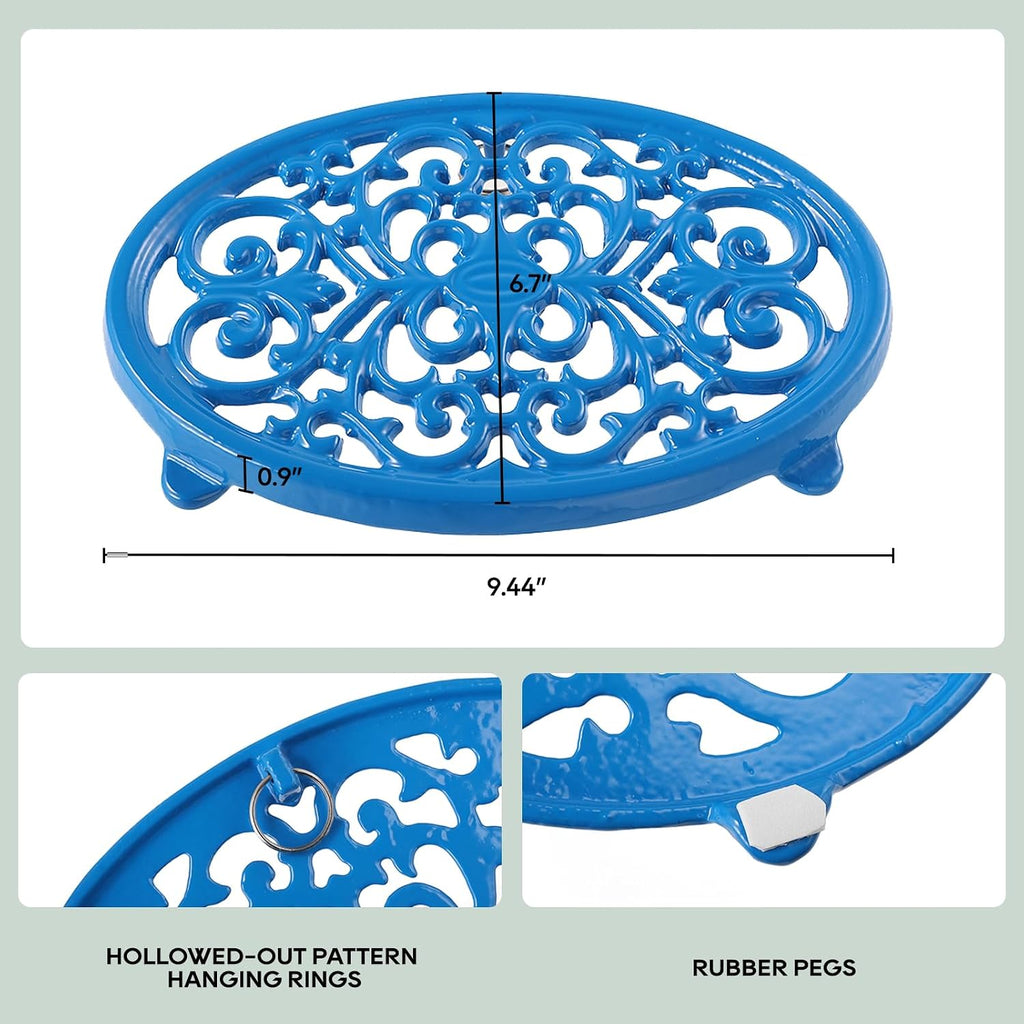 Cast Iron Trivet, Kitchen Pot Heat Resistant Mat Navy Blue