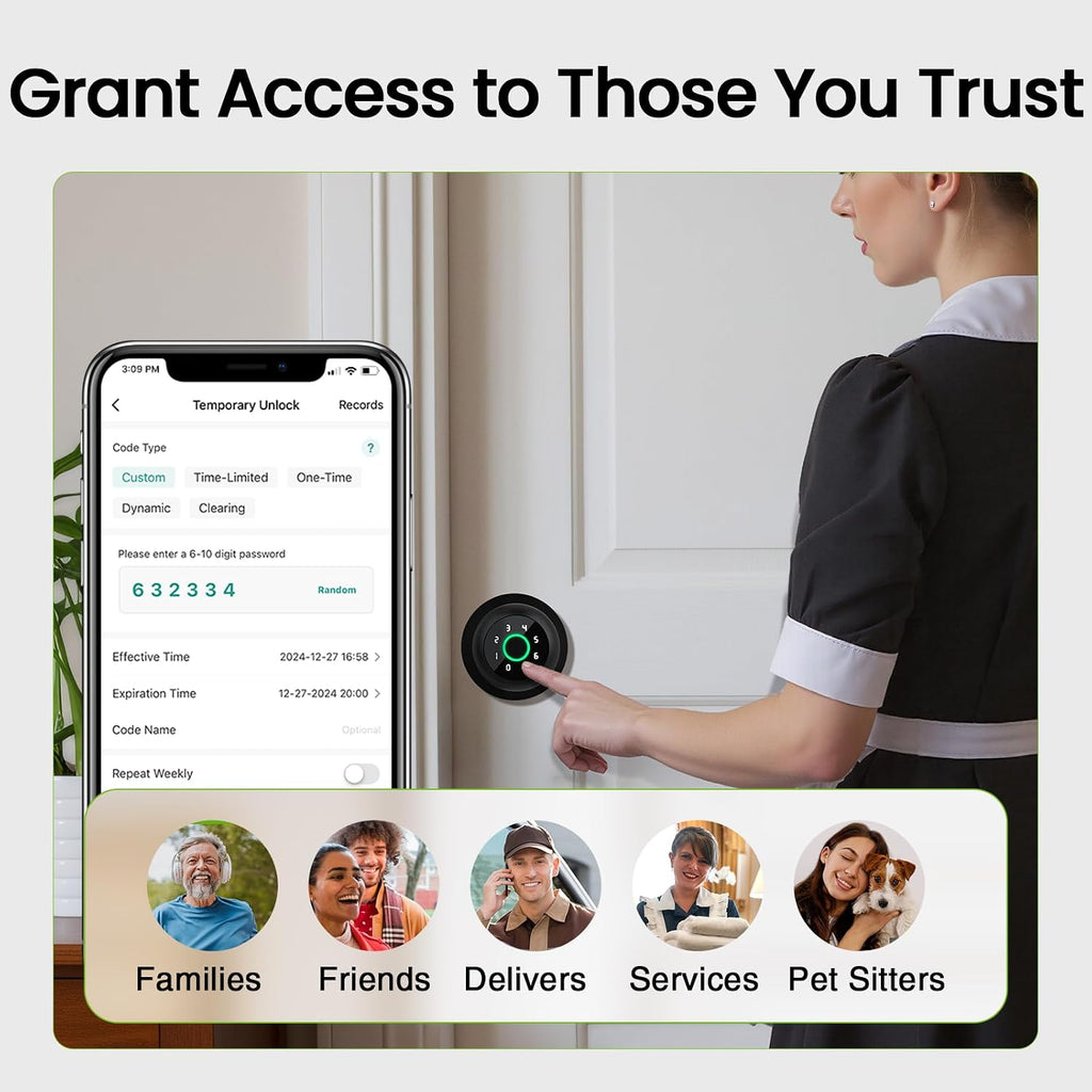 Fingerprint Door Lock, 4 in 1 Smart Fingerprint Door Knob with Keypad, App Control, Auto Lock, Biometric Door Knob