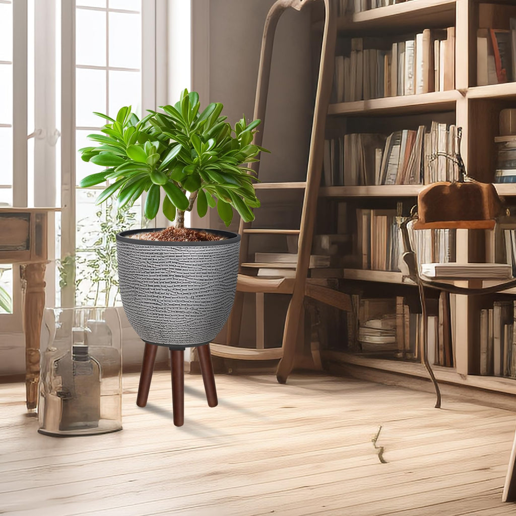 12 Inches Large Decorative Plant Pot with Stand