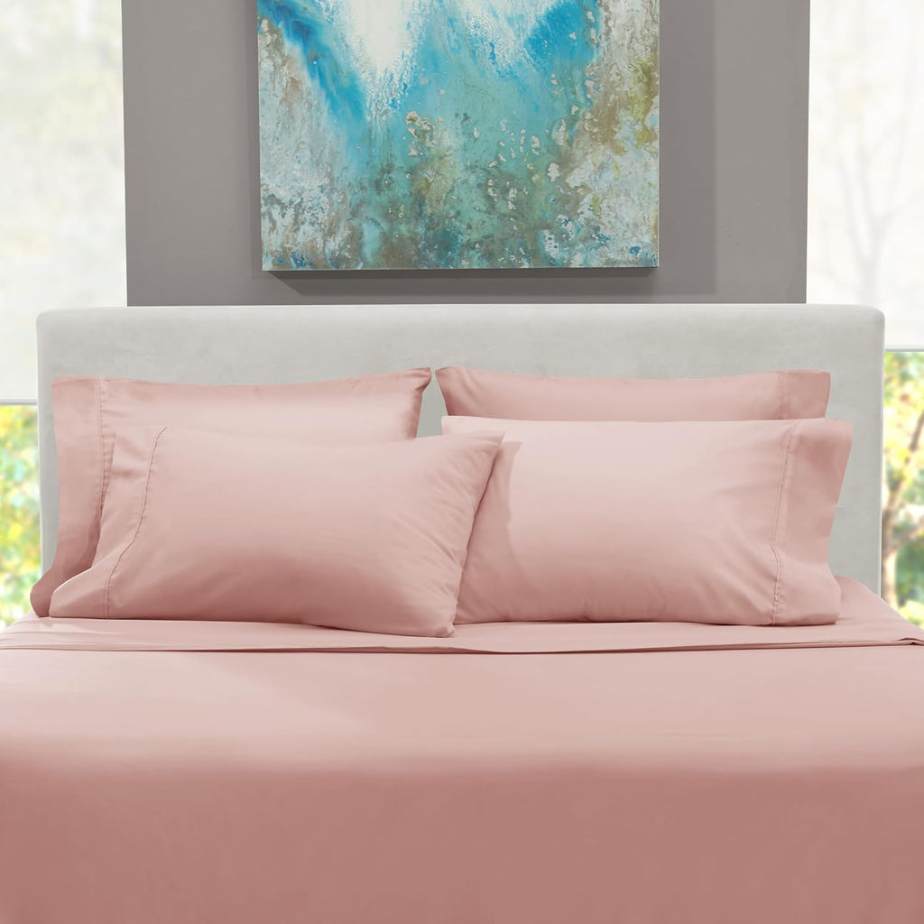 Extra Deep Pocket Sheet Sets, Luxury Soft 6 Piece Bed Sheet Set Fits Mattress 18-24 Inches - King, Peach Beige